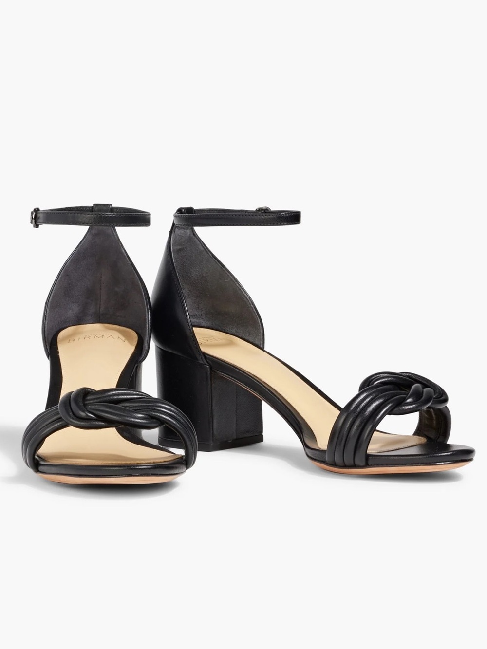 NWT! Alexandre Birman Black Knotted Leather Block Heel Sandals sz 39